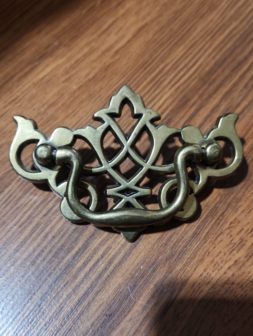 Brass Tone Ornate Drawer Pull - Decorative Home